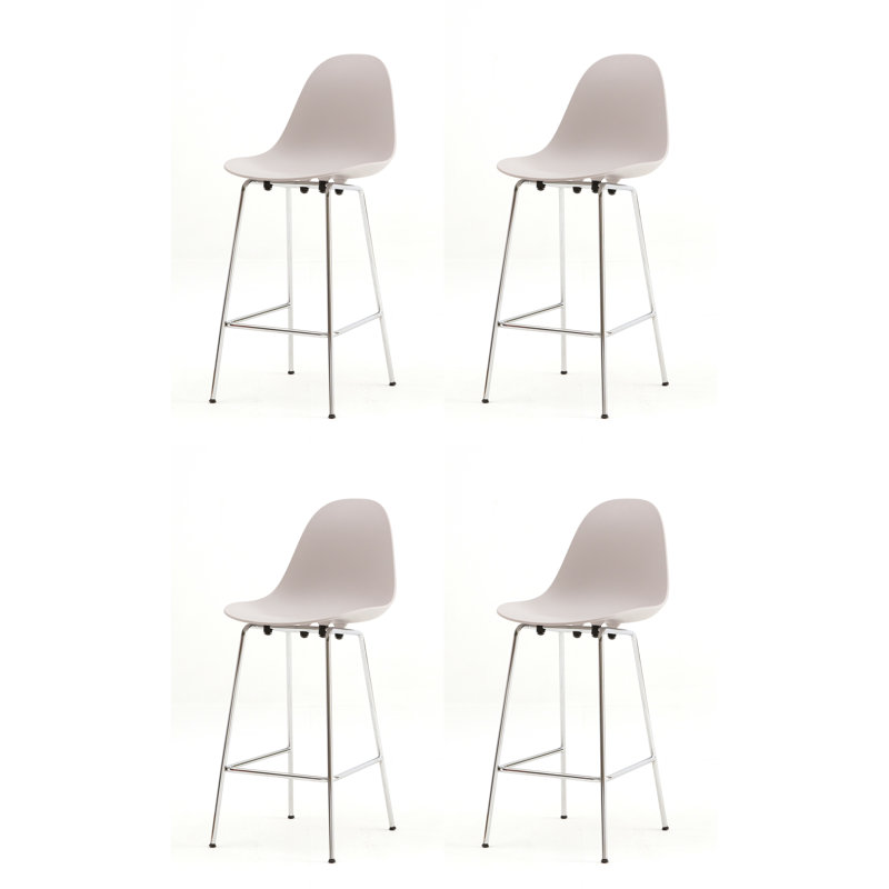 TA Bar & Counter Stool, Chrome, Counter Stool (25.6" Seat Hight), Cool Gray