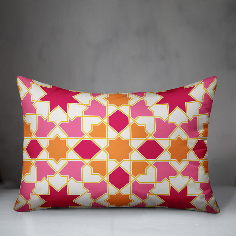  Coussin lombaire intérieur / extérieur Tile, Rose / Orange, Pas de bourre