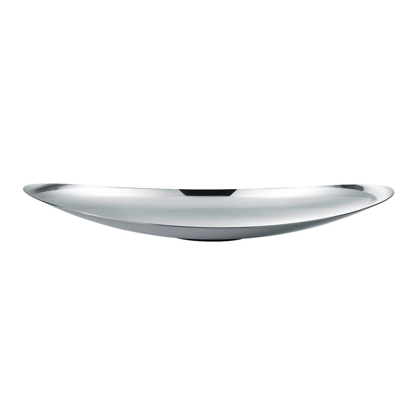 Ondea Stainless Steel Decorative Bowl, 2.8" H x 16.6" W x 13.8" D, Polished Stainless Steel