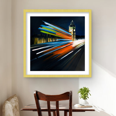 London Bus Long Exposure Print - noir encadré, décor de chambre à coucher