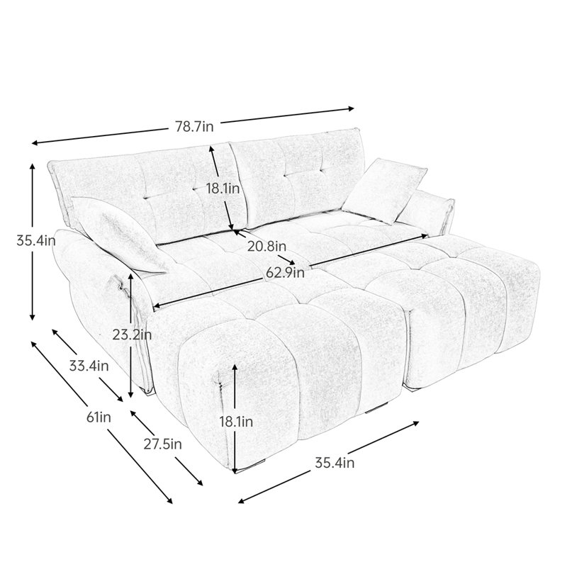 Canapé modulaire ergonomique à deux places avec 2 repose-pieds, Bleu
