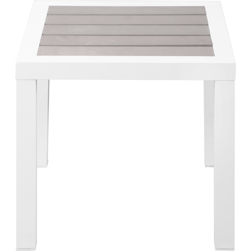 Ventrell Square Wood Metal Outdoor Side Table , 17'' in. W in. D, Light Gray/White