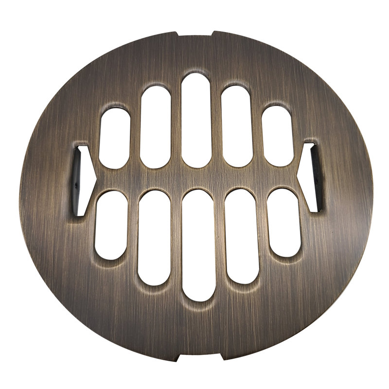 4-1/4" OD Brass Snap-in Shower Drain Cover, Antique Brass