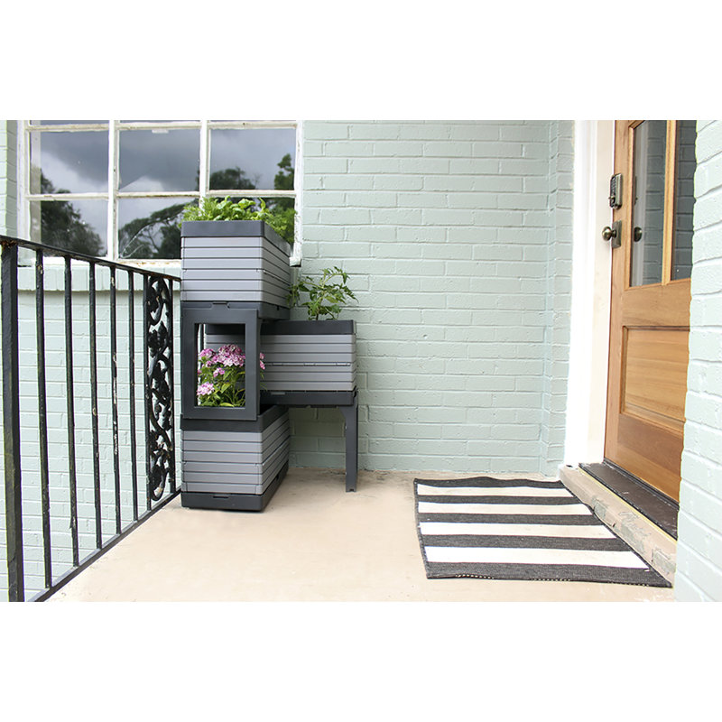 Gray Polypropylene Modular Raised Garden Planter Set