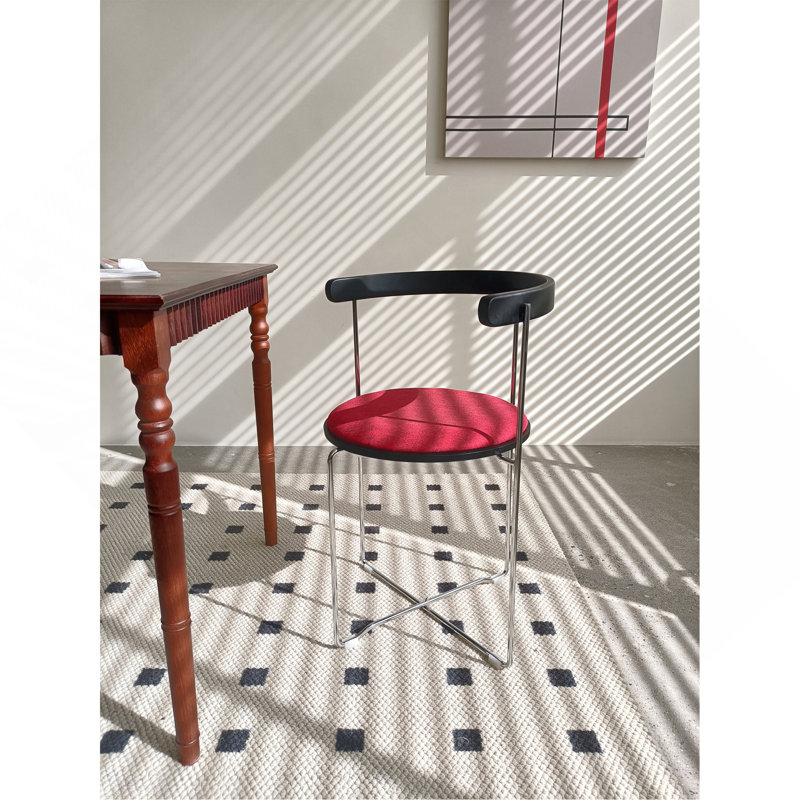 Chaise pliante au design moderne, structure en chrome avec dossier en bois, rembourrée pour les chaises de cuisine du salon, 1 pièce (rouge - 1 pièce)