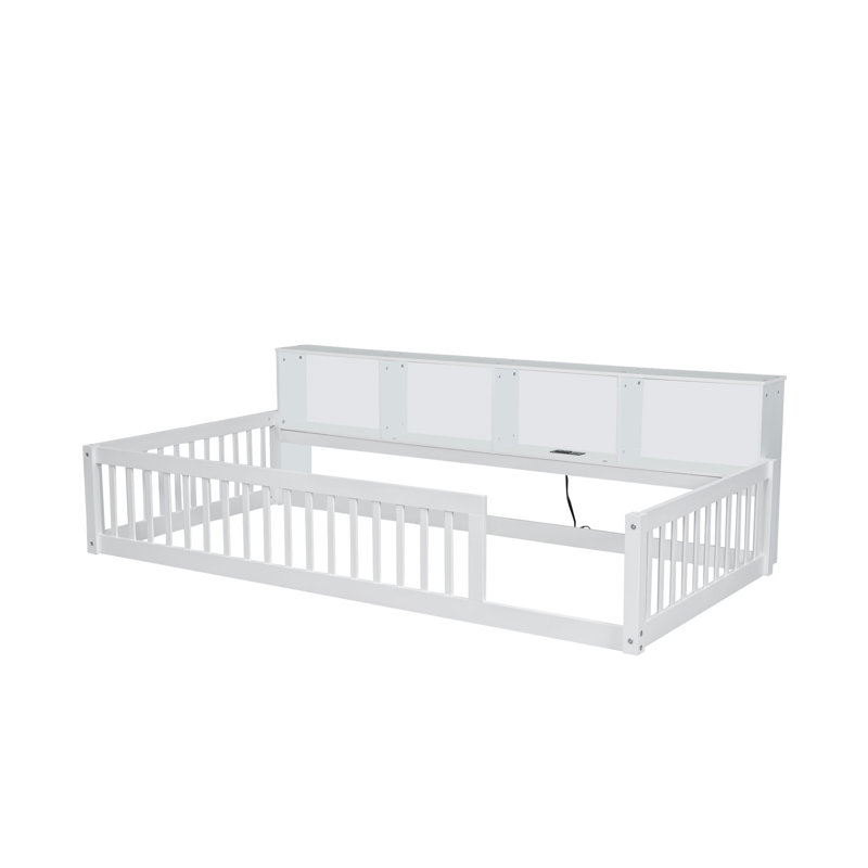 Wood Twin XL Daybed with Storage Cabinets & USB Ports –White Wood Daybed for Small Spaces, White