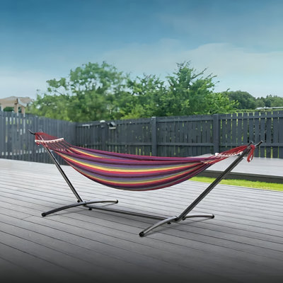 Portable Hammock With Stand, Heavy-Duty Steel Frame, 600 lbs Weight Capacity, For Indoor Outdoor Use