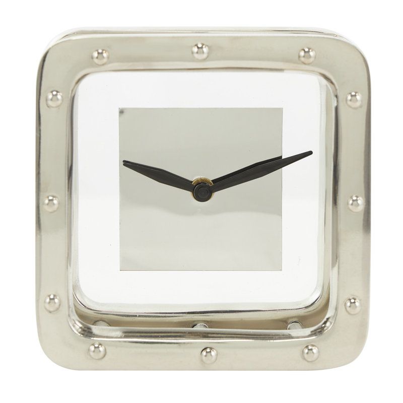Aluminum Metal Floating Geometric Decorative Clock, Silver