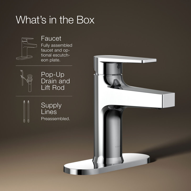 Taut Single-Control Lavatory Faucet with Escutcheon, Polished Chrome