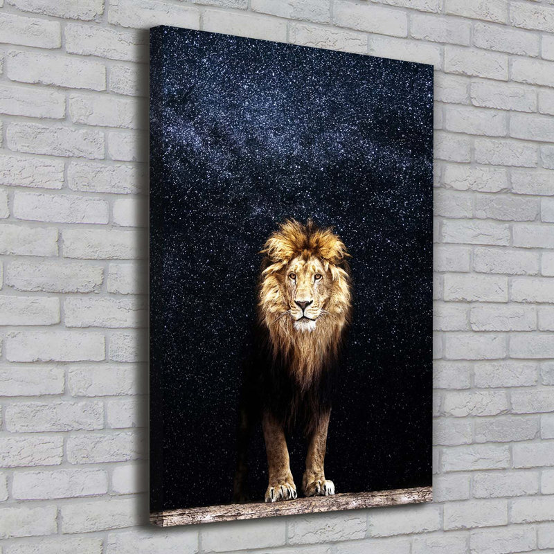 A Lion On The Background Of Stars - Wrapped Canvas Print