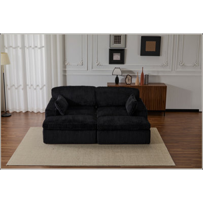 Double méridienne intérieure, canapé-lit rembourré surdimensionné pour l'intérieur, canapé-lit luxueux à assise profonde, causeuse modulaire, causeuse en velours côtelé pour le salon, aucun assemblage requis