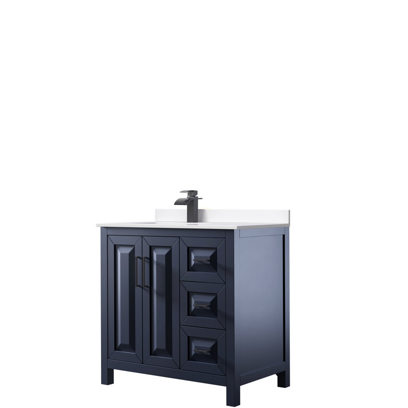 Daria 36'' W Single Vanity, Matte Black, Dark Blue, White Cultured Marble