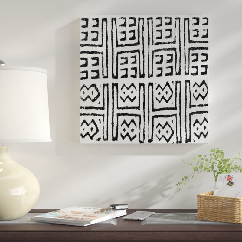 «Mudcloth White Geometric Design VII» par Ellie Roberts - Giclée sur toile tendue avec châssis, H 37 po x l 37 po x P 1,5 po