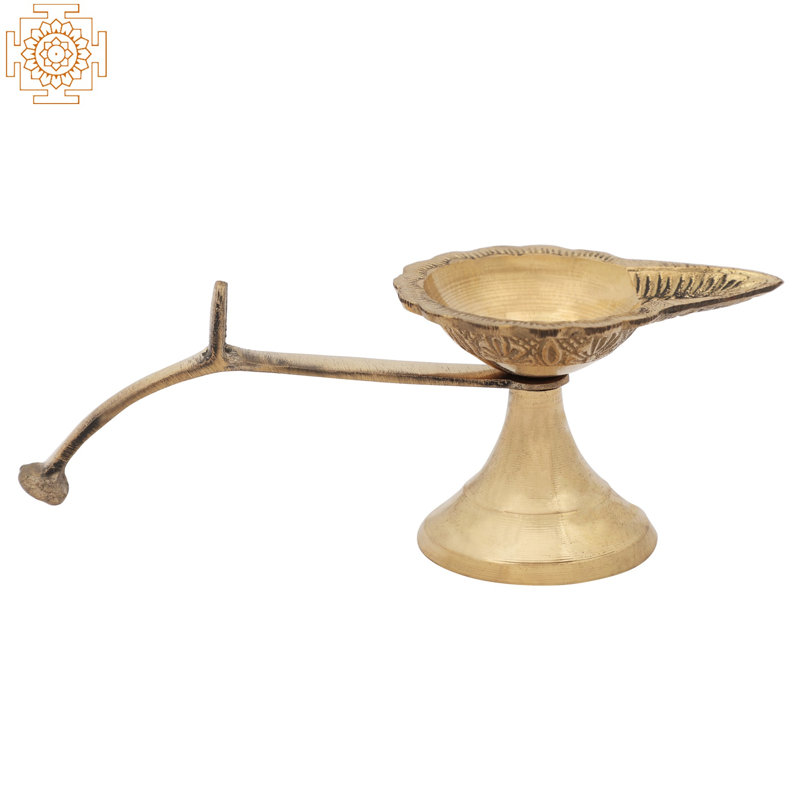 Lampe à huile 5 pouces en laiton Aarti, mèche simple pour décor rituel et autel