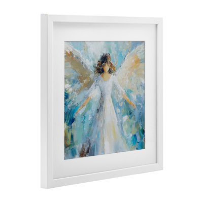 Flying Glory Angel Framed Print Under Glass, design by Petal Prints Design