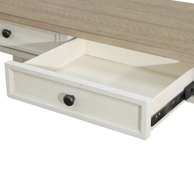 Light Brown MDF Top And White Oak Drawer Living Room Writing Desk