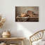 Tableau sur toile représentant un pain rustique avec des épis de blé sur une table en bois-1284576409