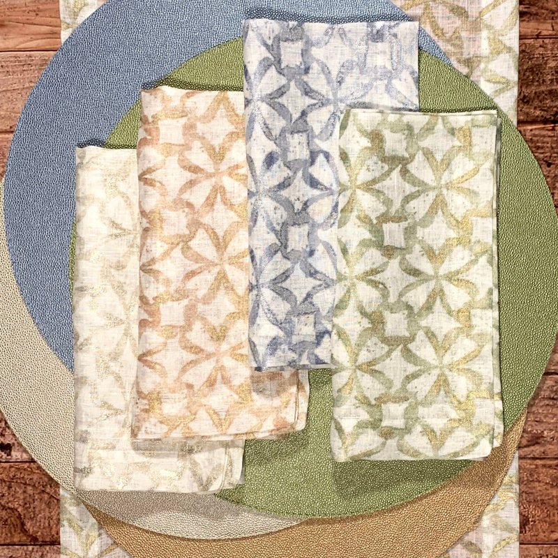 Shamrock Metallic Print Napkin, Willow