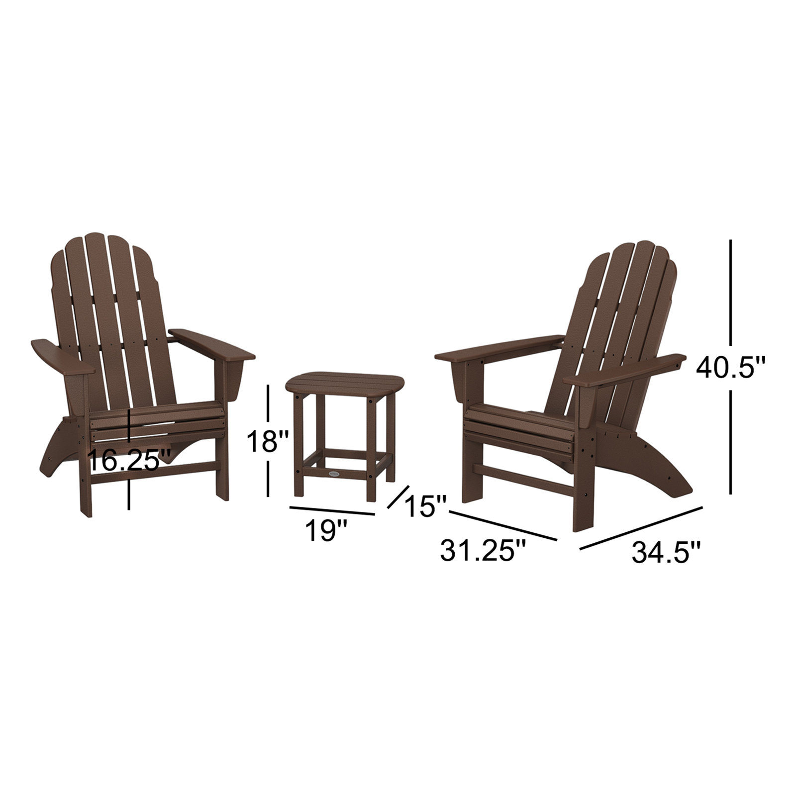 POLYWOOD® Vineyard 2-Person Patio Seating Group, Mahogany