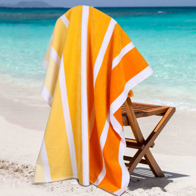 Faded Stripes Cotton Velour Terry Oversized Beach Towel