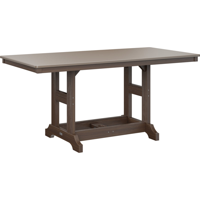 Table de bar rectangulaire Berlin Garden, Bronze martelé, H 39,5 po x l 66 po x P 33 po, Imbuia