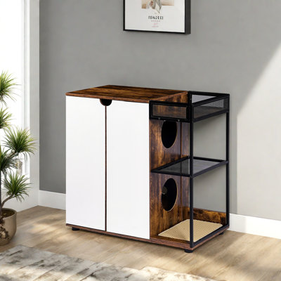 Enceinte de litière pour 2 chats. Mobilier pour bac à litière, bacs à litière fermés pour chat, meuble pour chat