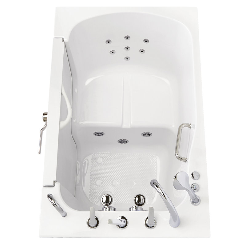 Wheelchair Transfer 36"x55" Acrylic Hydro Massage Walk-In Bathtub, Heated Seat, Fast Fill Faucet, Right