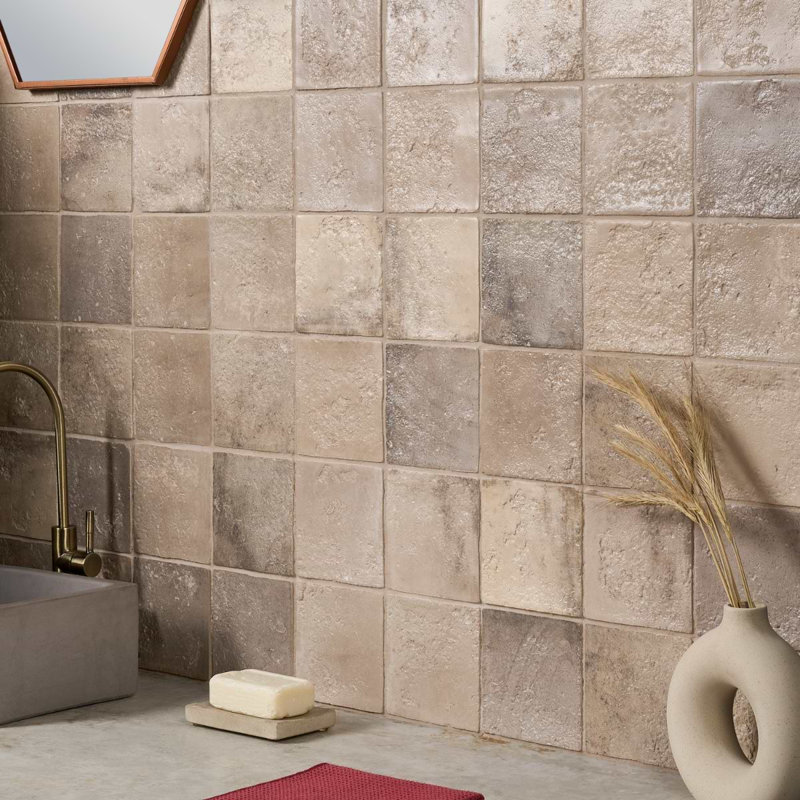 Navari 5X5 Textured Matte Ceramic Tile, Taupe