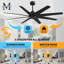 Ariella - Eight Blade Ceiling Fan - Brushed Brass Finish - Matte Black Blades-1855432142-1855432140