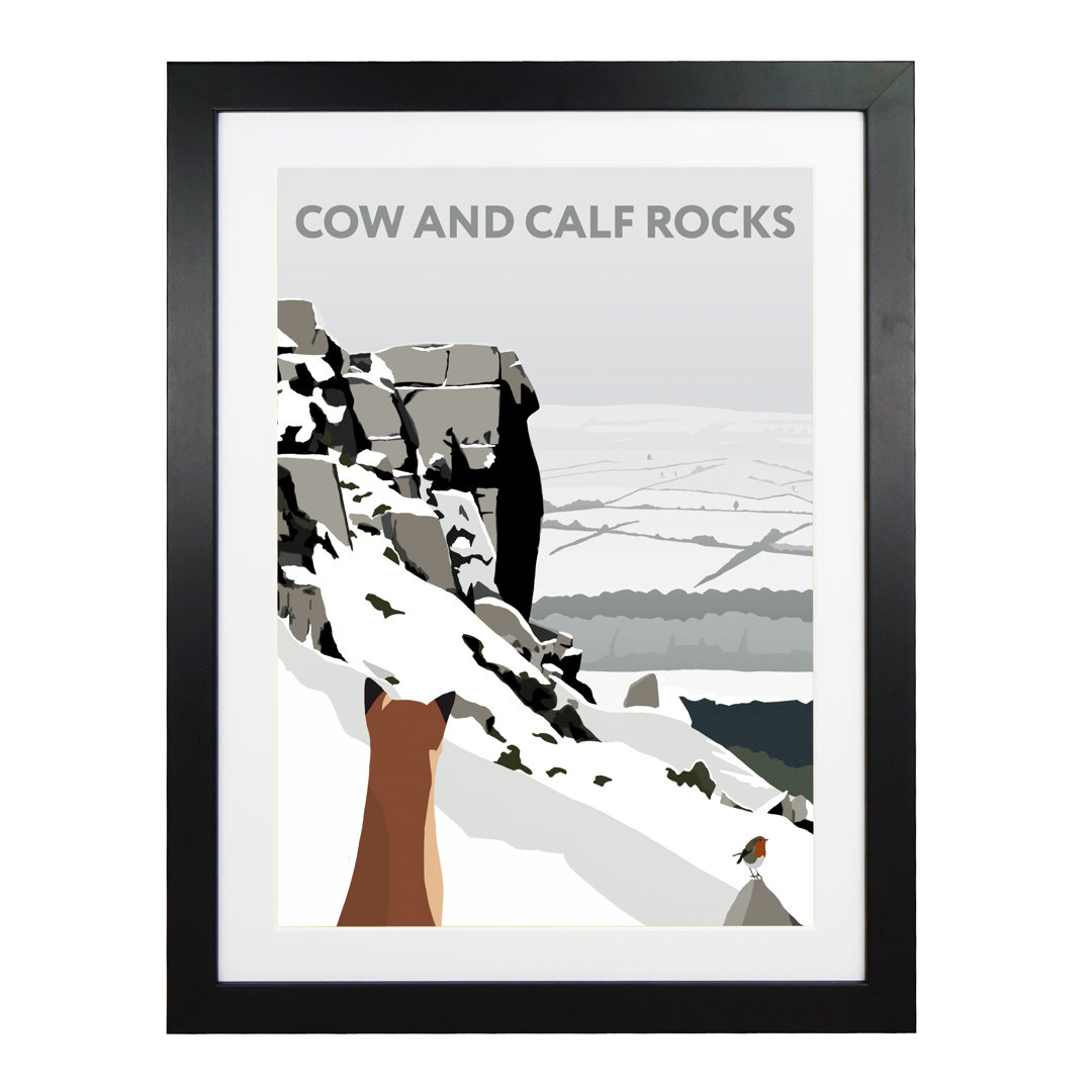 Cow And Calf Rocks Snow by Richard O'Neil - Print