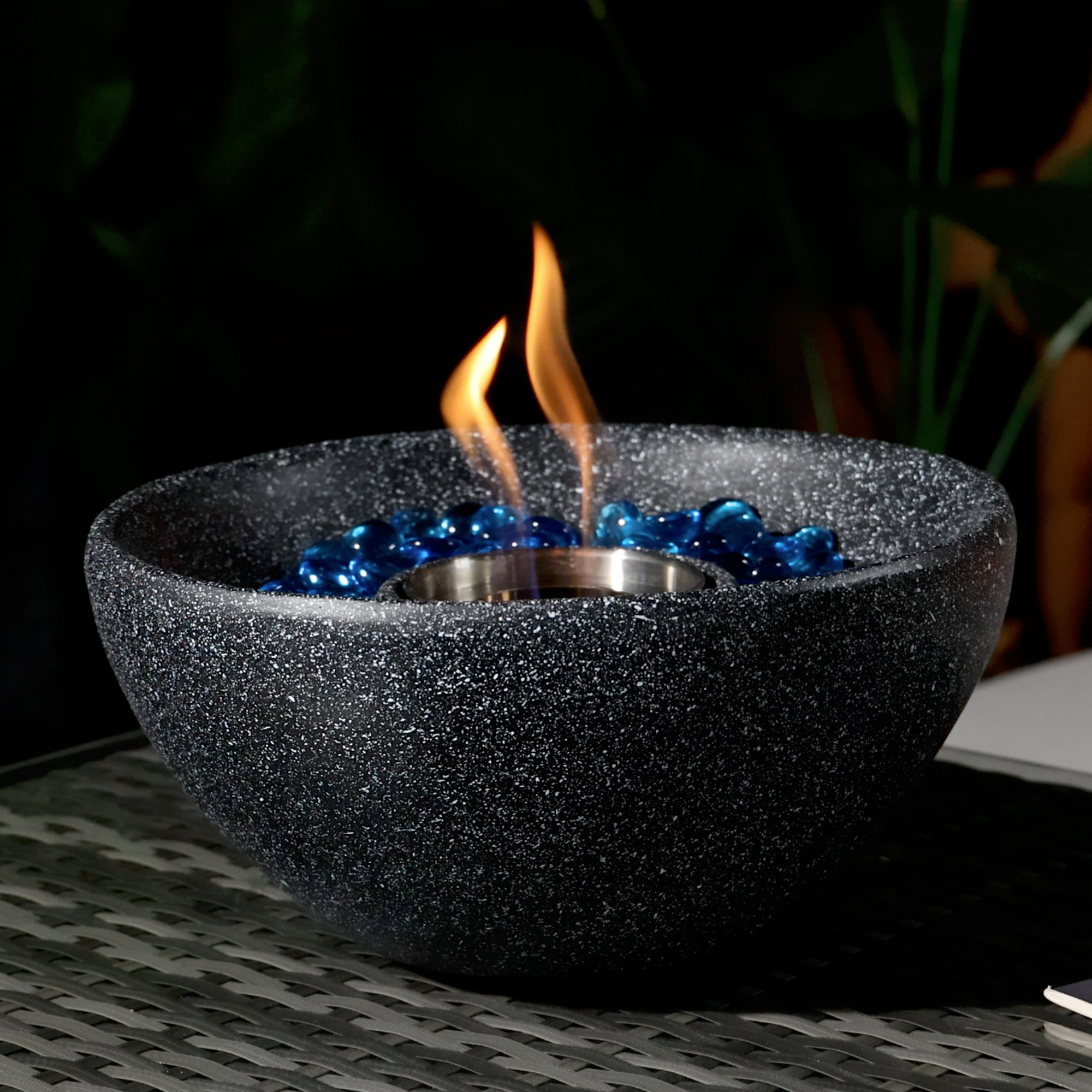 Ebern Designs Tabletop Fire Pit Black, Table Top Fire Bowl Outdoor ...