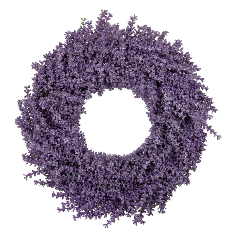 Couronne de printemps artificielle mauve lavande mauve non éclairée 28 po, H 18 po x l 18 po x P 3,5 po