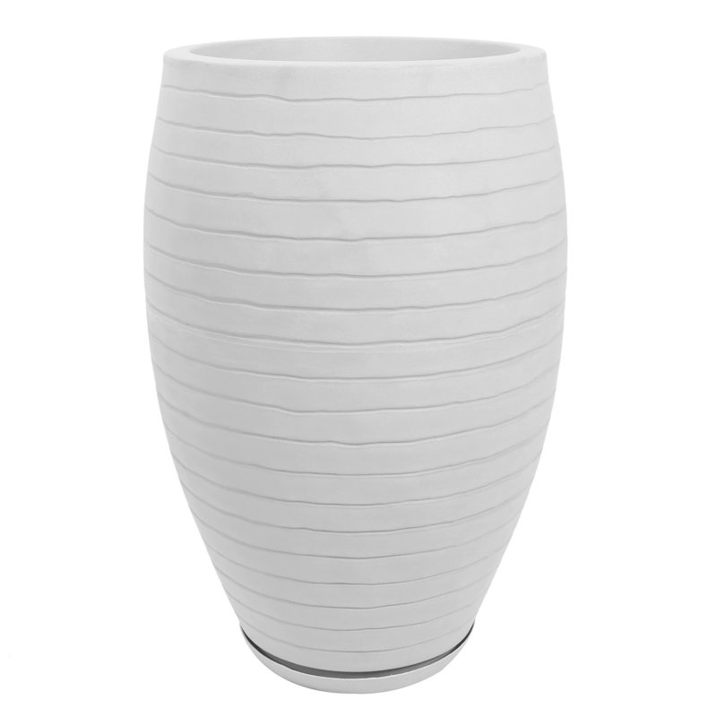 Clumm ECOBO EcoFriendly Round Pot Planter, Ravina Indoor Outdoor use, Four Season Use, Off-White, 33.1" H x 22" W x 22" D