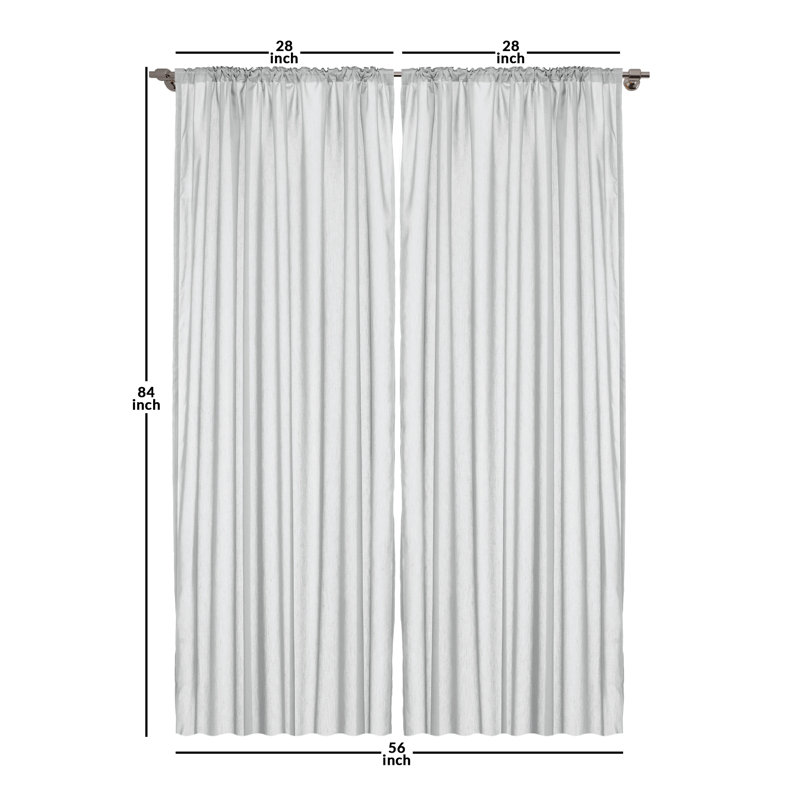 Damask Floral Semi-Sheer Rod Pocket Curtain, 28" W x 84" L