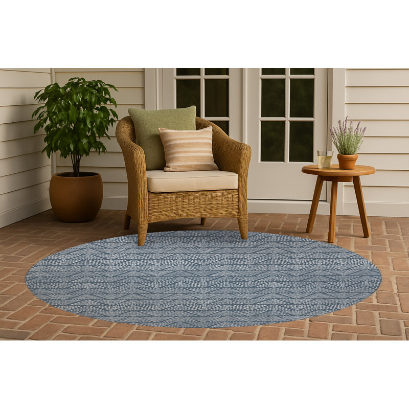 Tapis d'extérieur à rayures antidérapantes Chev, Rond 5 pi