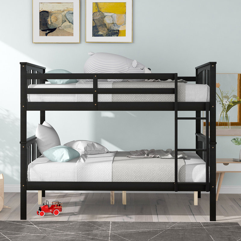 Lit superposé avec échelle pour meubles de chambre à coucher, chambre d'amis, Espresso