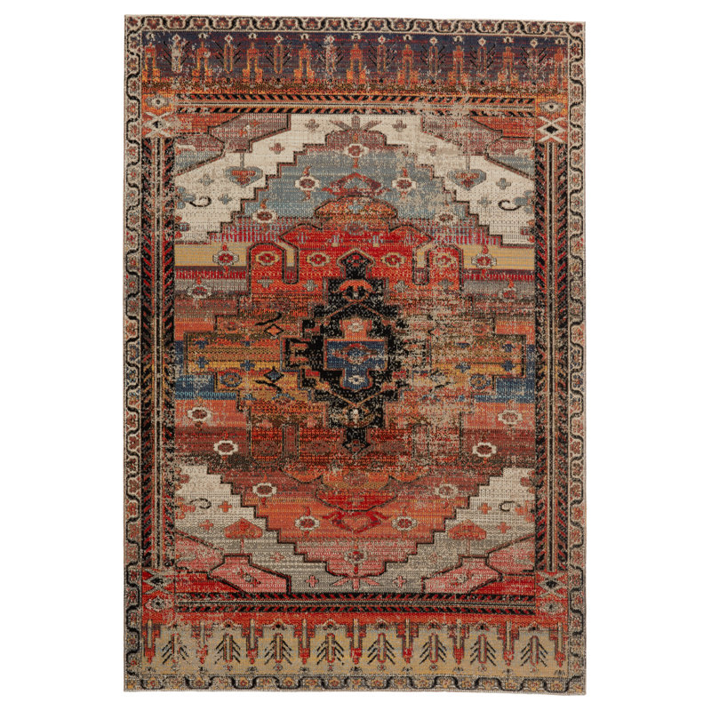 Tapis oriental bleu / gris Haden, Rectangle 4 pi x 6 pi