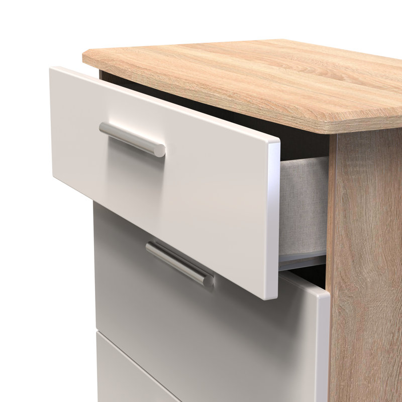 Borgeson 77cm W 3 - Drawer Chest of Drawers, Kashmir Gloss/Bardolino Oak