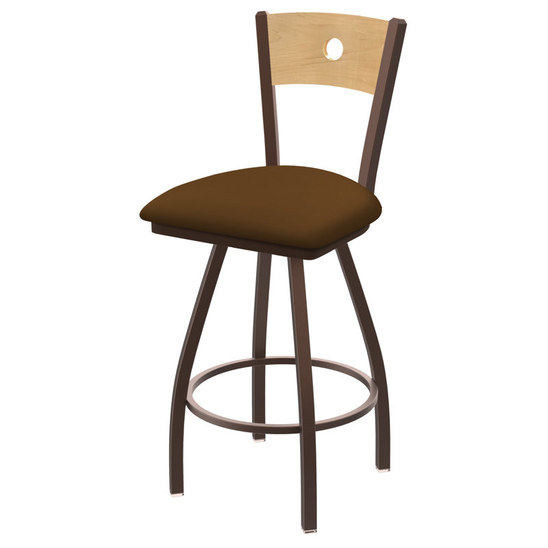 Tabouret pivotant Voltaire, Chêne naturel, Bronze, Siège Canter Thatch / finition érable naturel