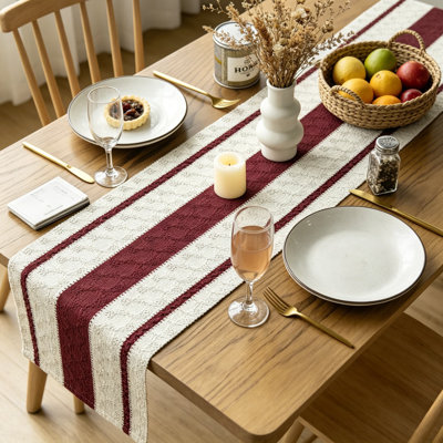 Chemin de table rustique tissé à la ferme, décoration de table de salle à manger à tissage creux de 12 po x 90 po pour les fêtes saisonnières et la décoration de fête