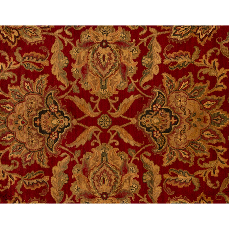 Hand Knotted Wool Oriental Area Rug in Red And Black