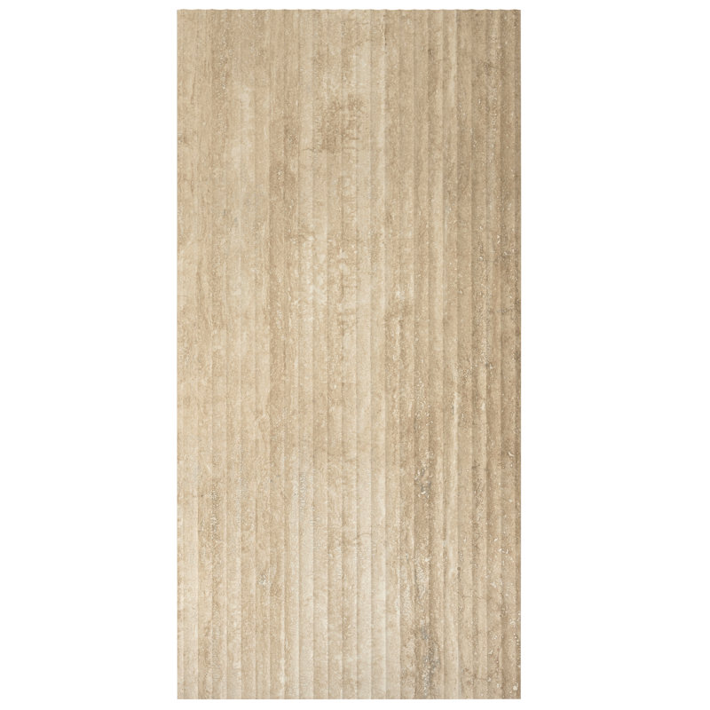 Carrelage mural cannelé cannelé en grand format 24 x 48 Terrain beige (15,55 pieds carrés / boîte) - paquet de 2, Beige