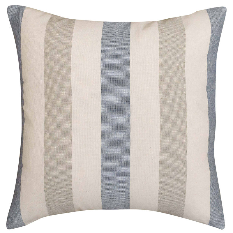Striped Blue Cushion, 43x43cm, Synthetic filled