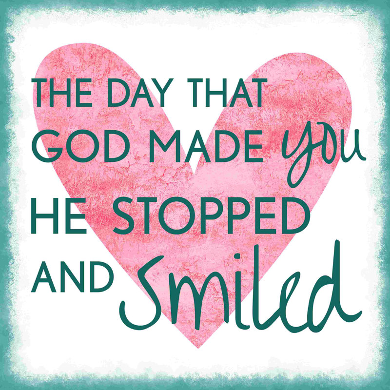 «God Smile Bright», art textuel sur toile tendue, H 36 po x l 36 po