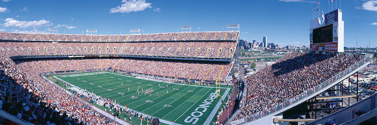 Aerial View II, Mile High Stadium, Denver, Denver County, Colorado, USA Photographic Print on Wrapped Canvas East Urban Home 
