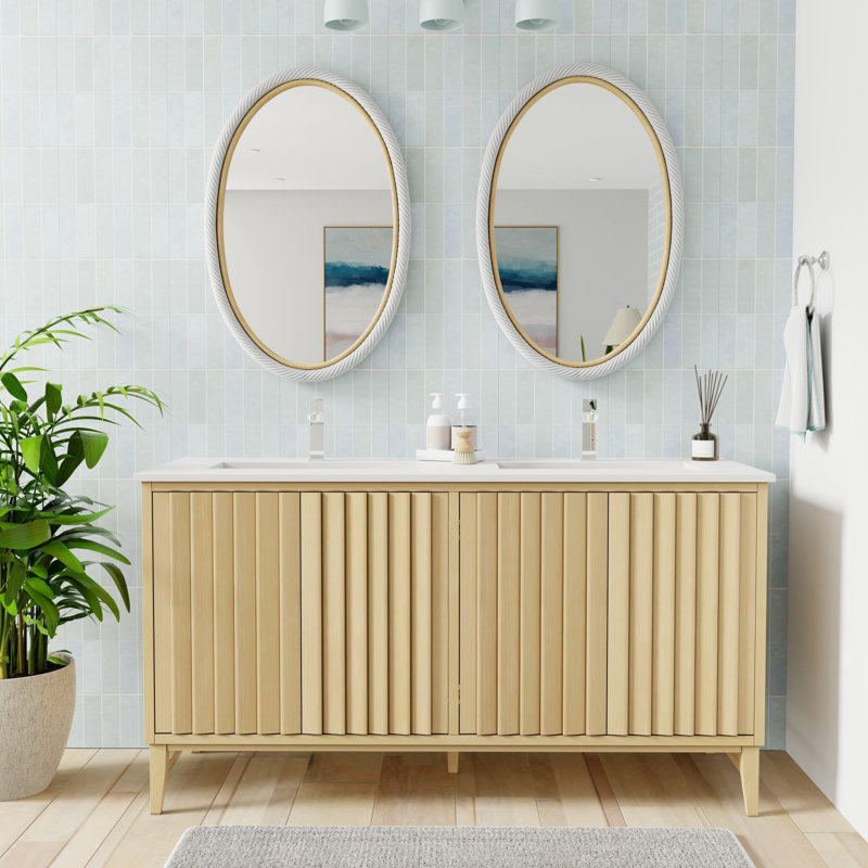 Mardell Wood Flat Wall Mirror - Coastal Style Decor