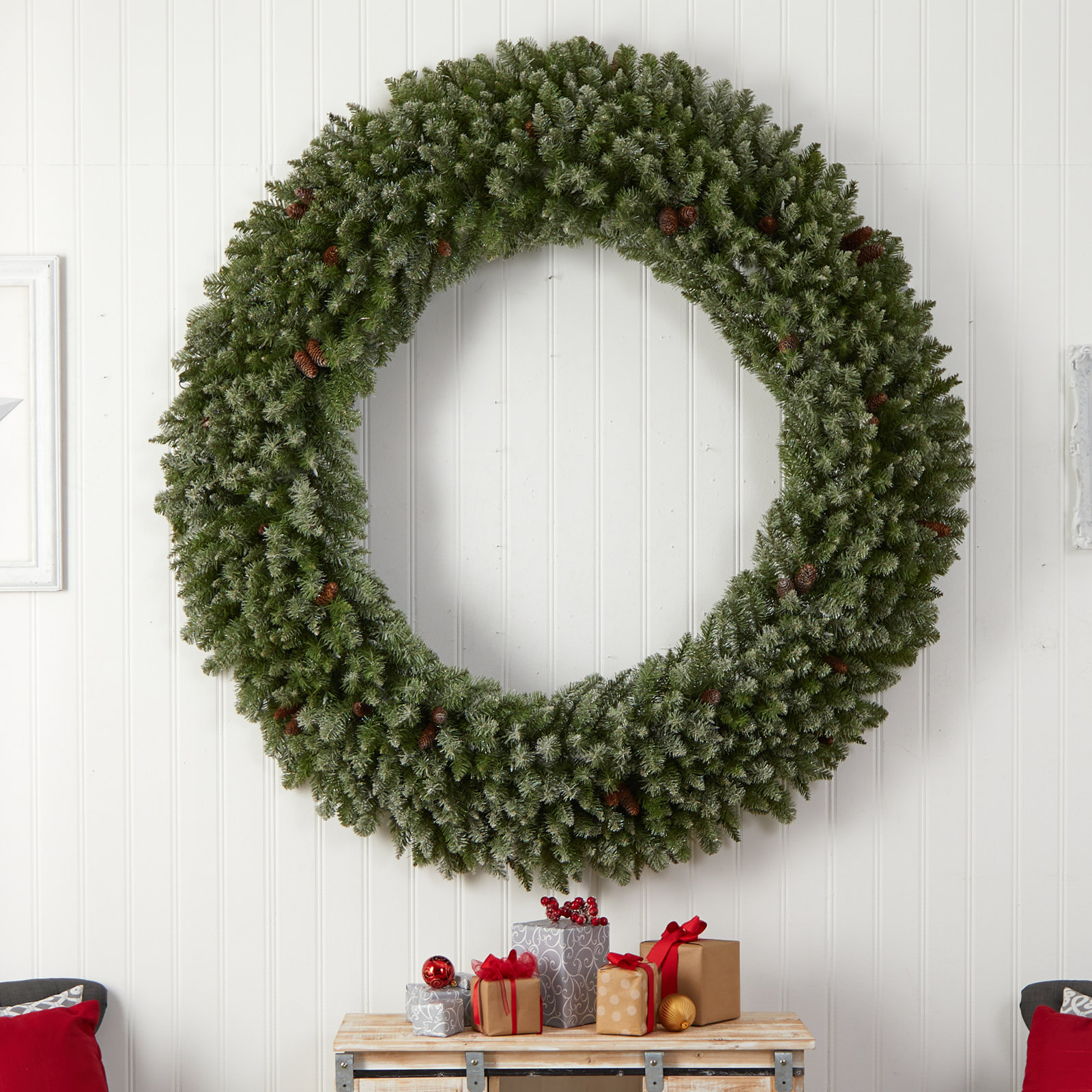Faux Lighted Pine 72'' Wreath