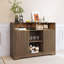 Buffet cannelé moderne à 2 portes l 47,2 po avec tablettes réglables et éclairage DEL-584194463
