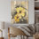 Jaune et gris, hibiscus sérénade - art mural en bois d'hibiscus sur bois de pin naturel