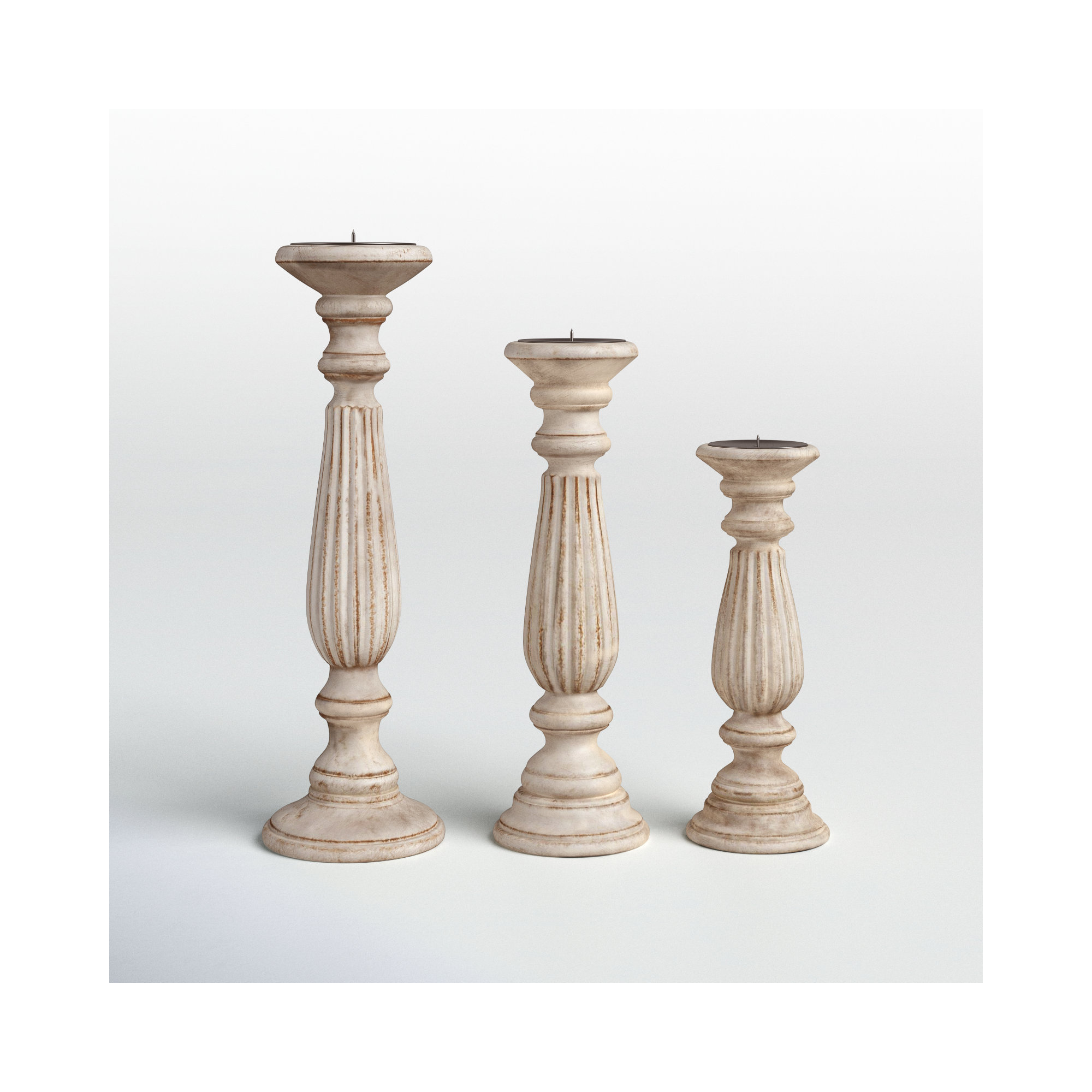 Soteria 3 Piece Wood Tabletop Candlestick Set